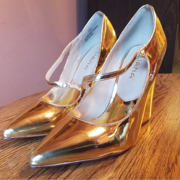 TAVIMART  -   Women's Sandals Gold Chain Design Mary Jane Shoes Elegant Wedge Pointed Toe High Heels Comfort Shallow Dress Shoes Zapatos Mujer